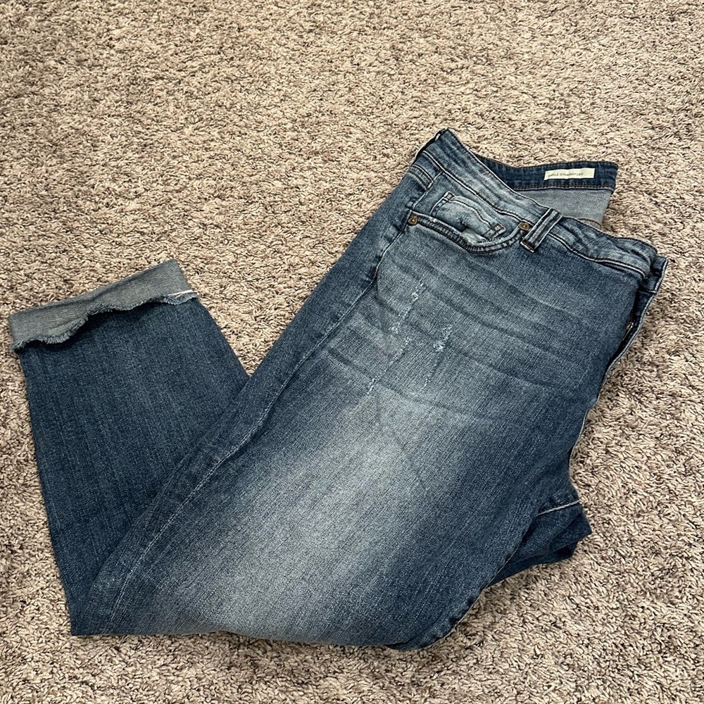 Kut from the Kloth Ankle Straight Leg Cuffed Jeans 18W